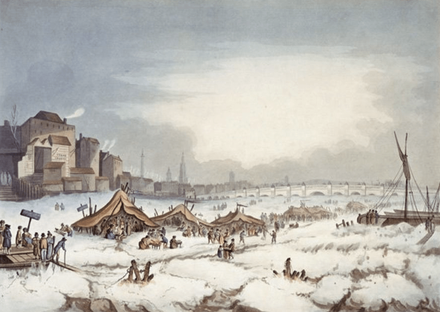 Vue sur la Tamise gelée.