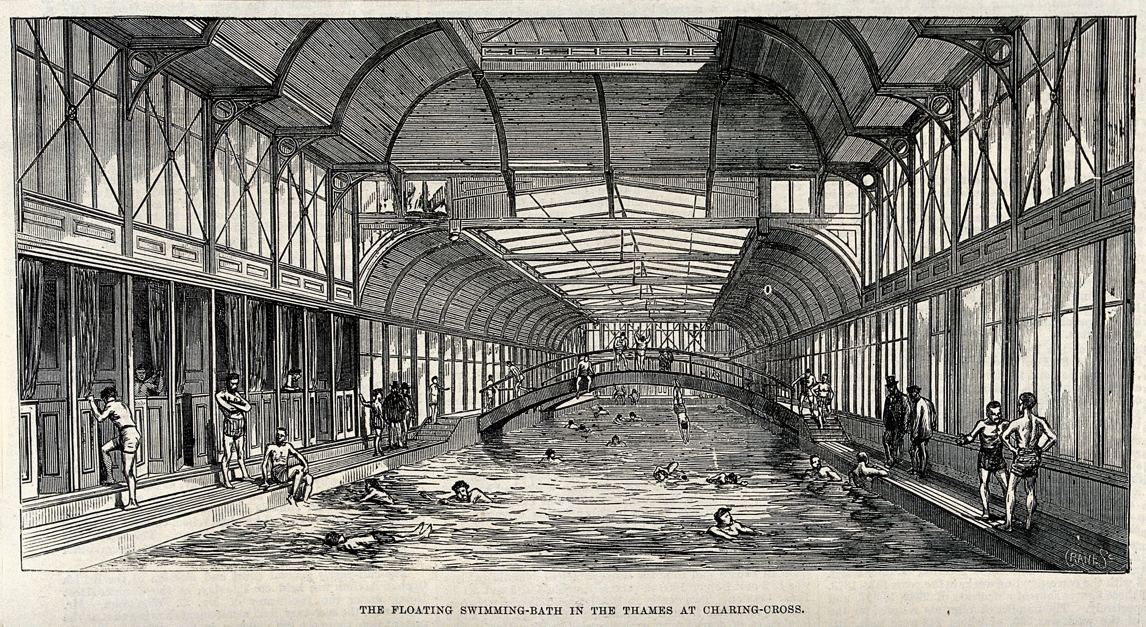 Bains flottants sur la Tamise à Charing Cross