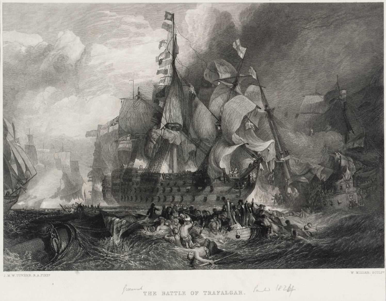 La bataille de Trafalgar, par J.M.W Turner.
